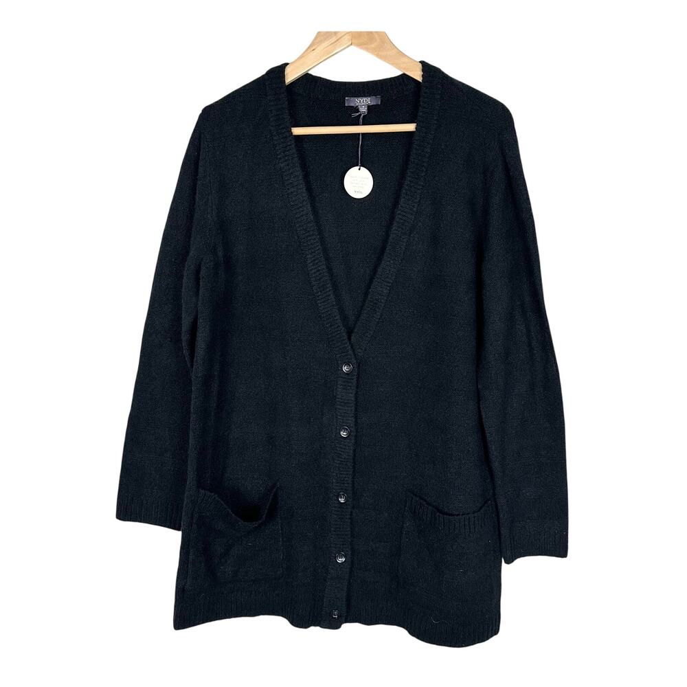 NYDJ Black Cardigan Sweater Small NWT Minimalist Cozy